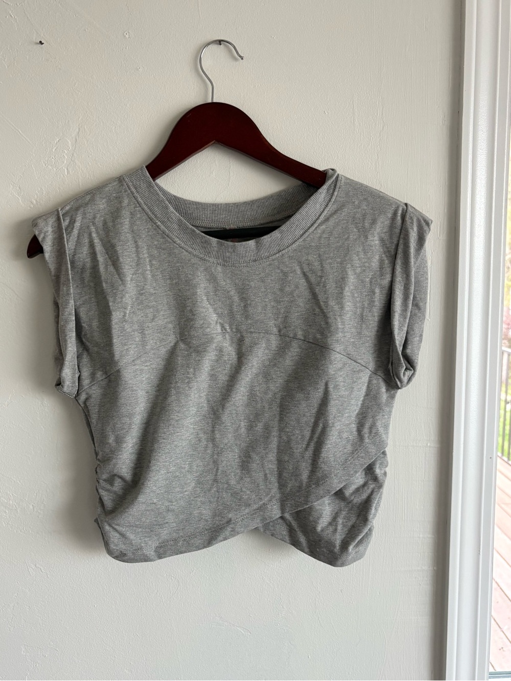 FP Movement by Free People Gray Short Sleeve Twist Front Tee